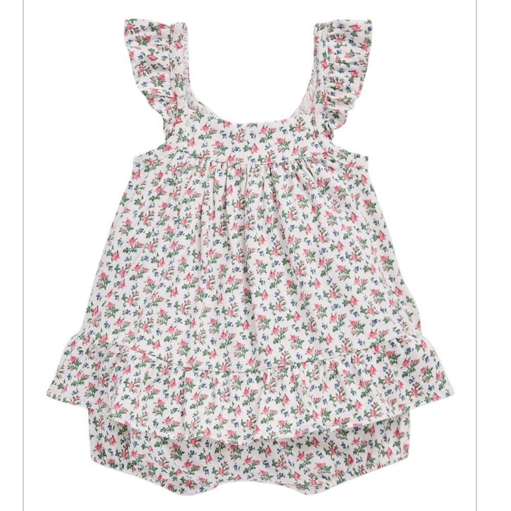 POLO Ralph Lauren Baby Girls Floral Cotton Jersey Top & Bloomer Set, Sz 24months